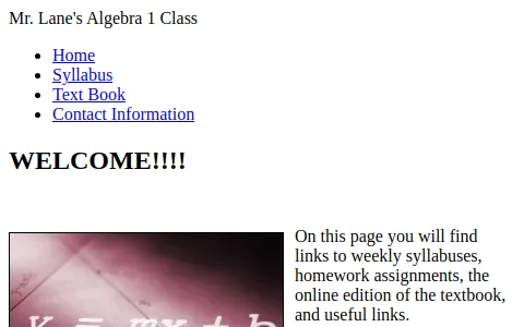 Mr. Lane Algebra 1 status preview image