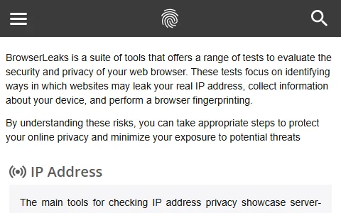 BrowserLeaks status preview image