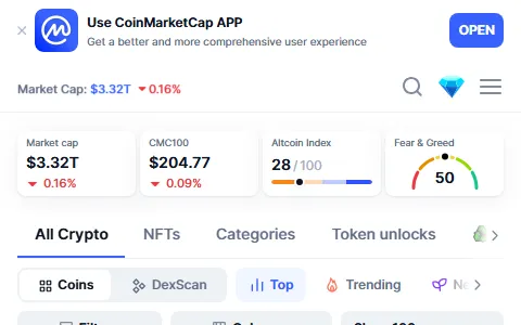 CoinMarketCap status preview image