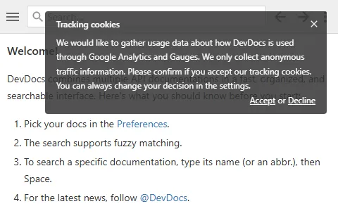 DevDocs status preview image