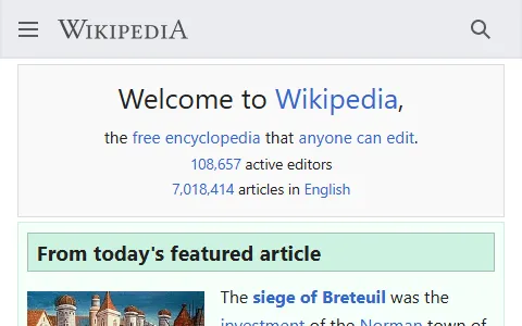 Wikipedia Mobile status preview image
