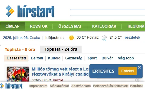Hirstart.hu status preview image