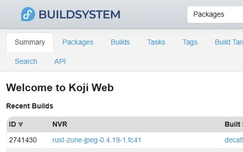 Fedora Koji status preview image