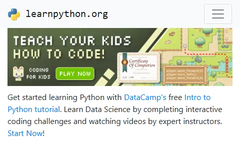 LearnPython.org status preview image
