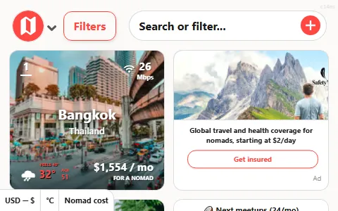 Nomadlist.com status preview image