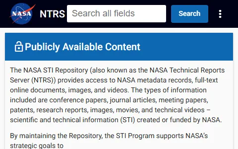 NASA Technical Reports Server status preview image