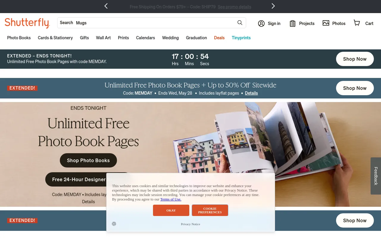 Shutterfly status preview image