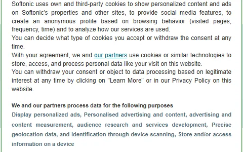 Softonic status preview image