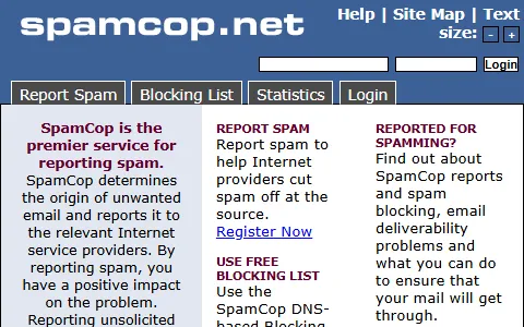 SpamCop status preview image