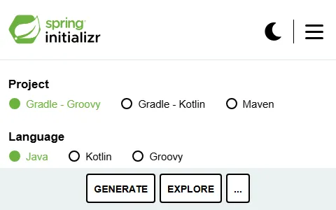 Spring Initializr status preview image