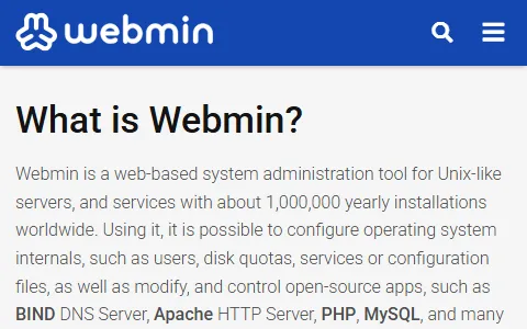 Webmin status preview image